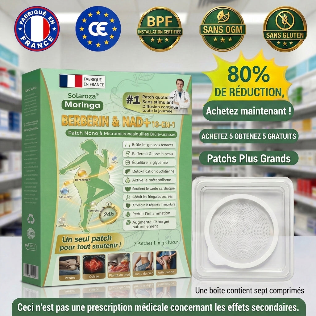 🇫🇷Boutique Officielle🌿Patch Minceur Solaroza® 10-en-1 : Relancez le Métabolisme et Brûlez les Graisses (NAD+ & Berbérine)
