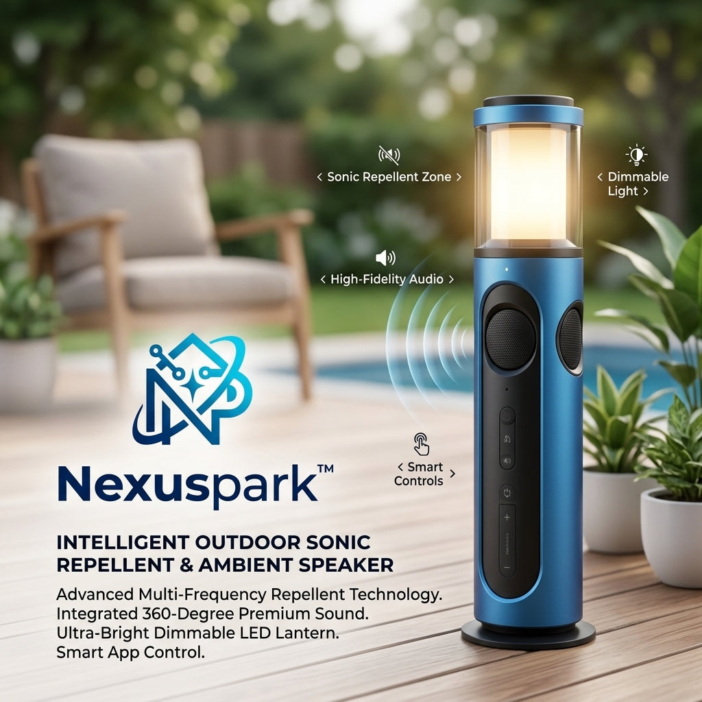 Nexuspark™ TerraScaper Ultra-Sonic Cordless Patio Pest & Ambient Hub 🏡🦟💡