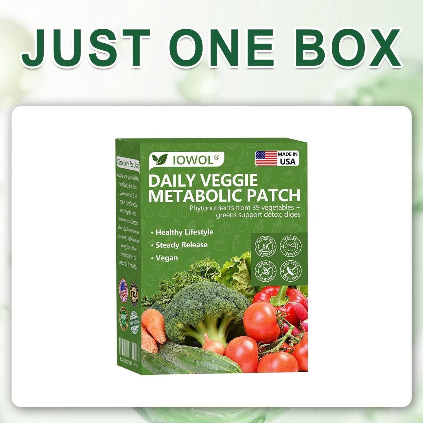 🥦IOWOL® | Patchs Métabolisme Bio-Nutriments – Complexe 39 Légumes & Super-aliments